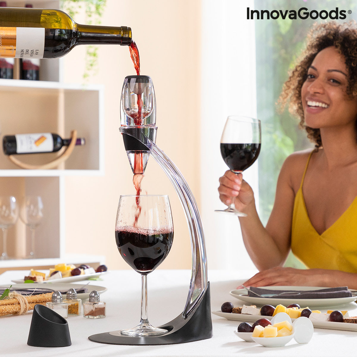 Aireador de Vino Profesional con Soporte Torre y Base Antigoteo Winair InnovaGoods