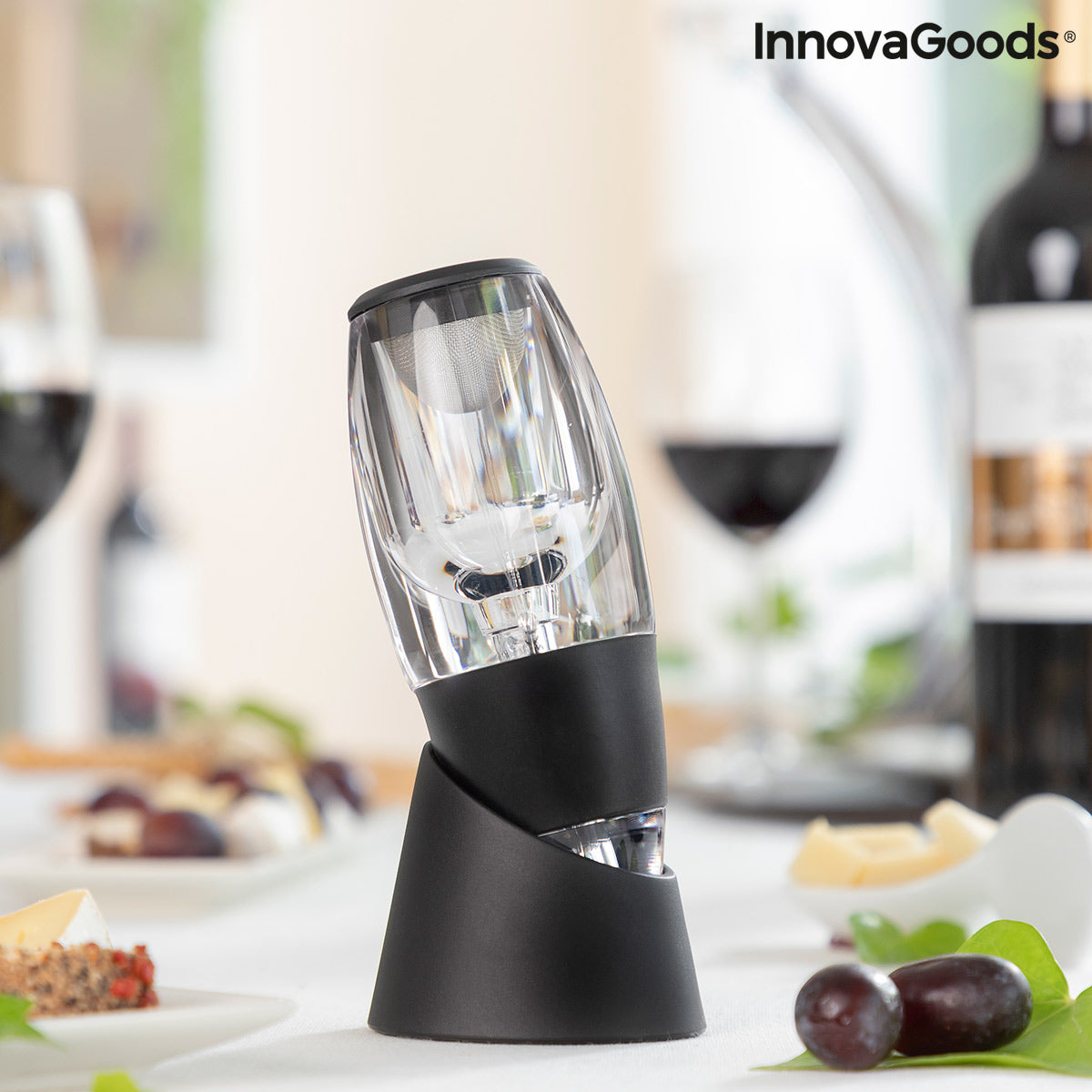 Aireador de Vino Profesional con Soporte Torre y Base Antigoteo Winair InnovaGoods